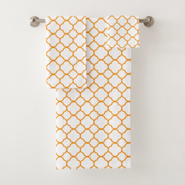 Toalhas de Quatrefoil, de cor laranja e branca (Insitu)