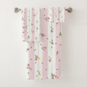 Toalhas Delicar Conjunto de Bandeja Rosa Padrão Floral