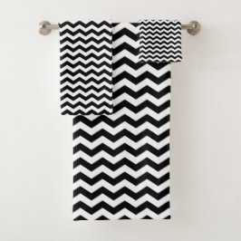 Toalhas Design de Chevron Preto e Branco - Conjunto de Toa