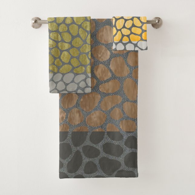 Toalhas Ecrã Colorido Pebolhas de Cinza Banho Conjunto (Insitu)