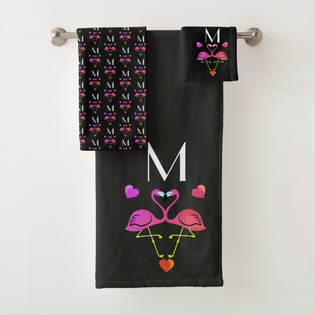 Toalhas Flamingo rosa e conjunto de bandejas de corações (Insitu)