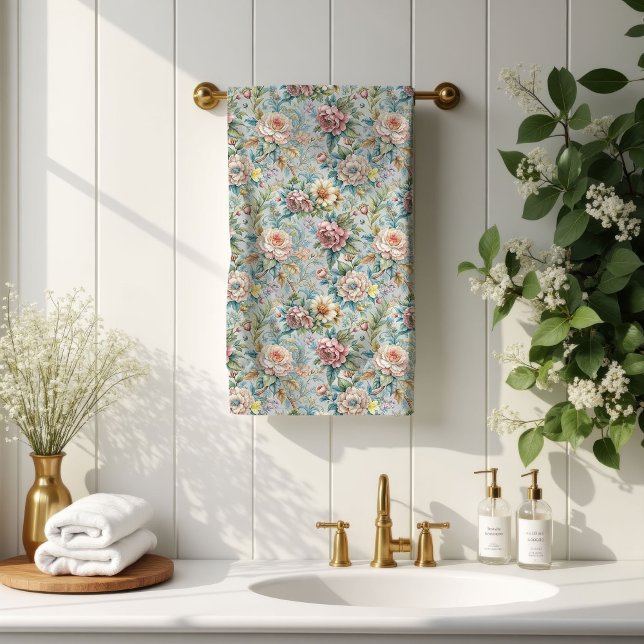 Toalhas Florais Românticas Rococó Pastel Home Touc (Romantic Floral Towels Rococo Pastel Home Touch)