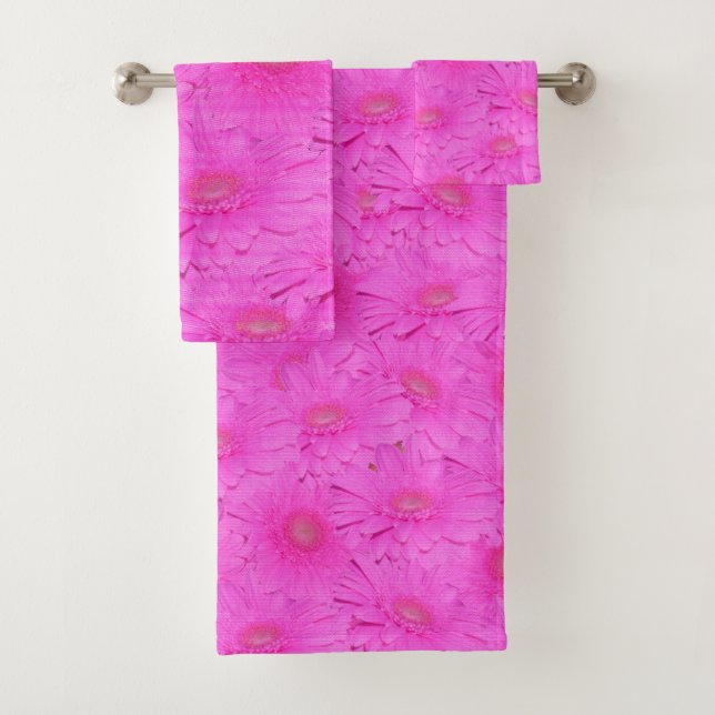 Toalhas Flores De Gerbera Rosa Quente, Conjunto De Banheir (Insitu)
