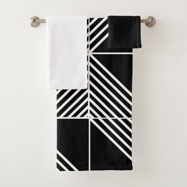 Toalhas Linhas Deco de Arte Negra Banho Conjunto (Insitu)