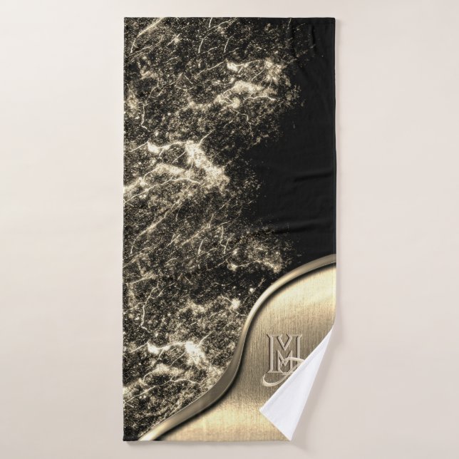 Toalhas Monogramadas de Metal Escovado Dourado e P (Toalha de Banho)