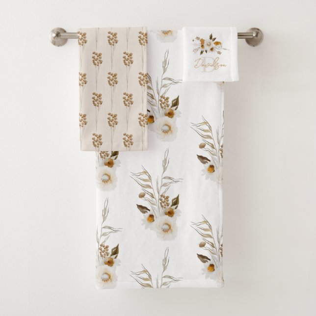 Toalhas Monogramáticas com Florais em Aquarela (Insitu)