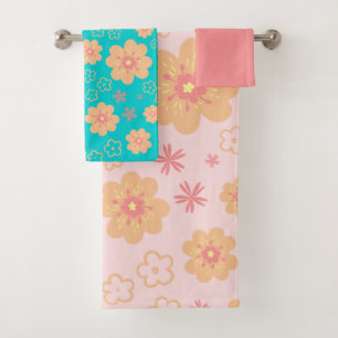 Toalhas Padrão de Flor Retro Doce e Conjunto de Banheiras
