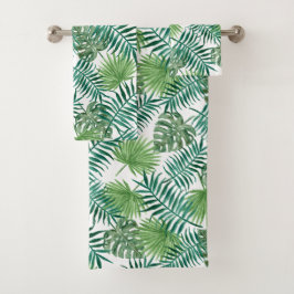 Toalhas Palma Verde Brilhante Tropical Deixa Conjunto de T