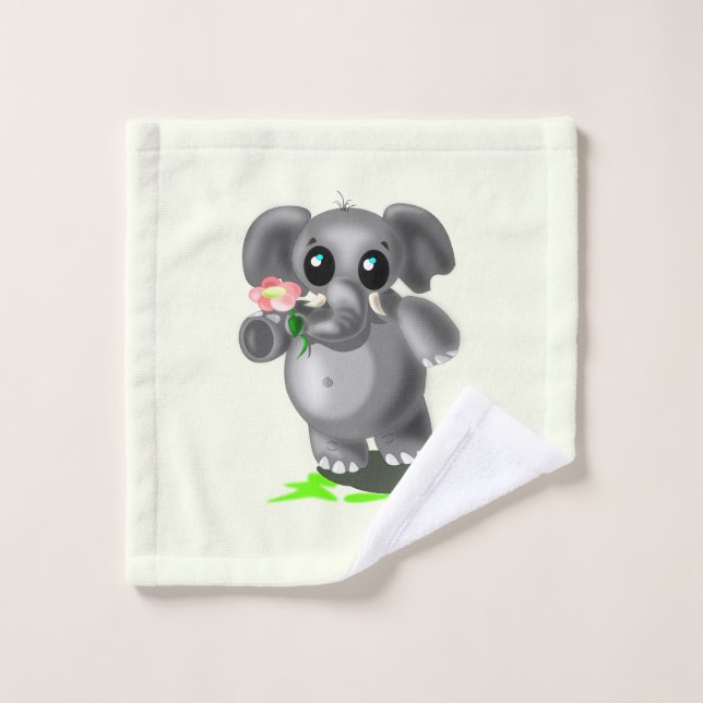 Toalhas Pequeno elefante com conjunto de banheiras de flor (Pano de lavar)