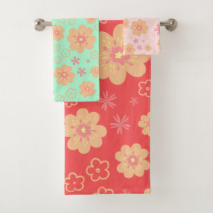 Toalhas Primavera Retro Flores Conjunto de Bandeja de Padr