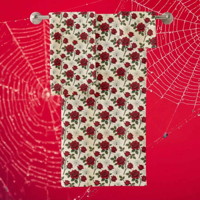Toalhas Rosás Vermelhas e Teias de Aranha | Conjunto de To (Criador carregado)