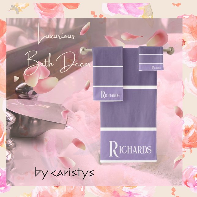 Toalhas roxas monogramadas com branco (Criador carregado)