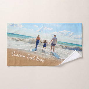 Toalhas Texto Personalizado Conjunto de Folhas Fotográfica