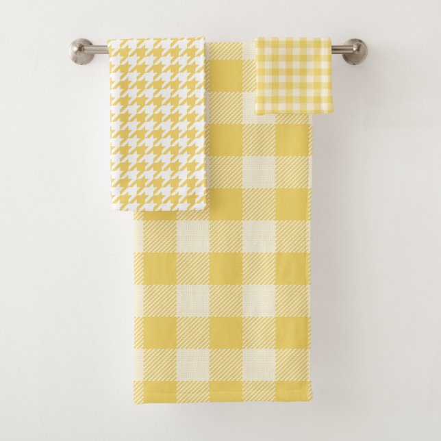 Toalhas Xadrez de Gingham Amarelo e Conjunto de Torres de  (Insitu)
