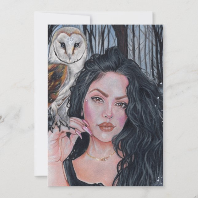 Tocada por magia coruja Flat Cartões de agradecime (Frente)