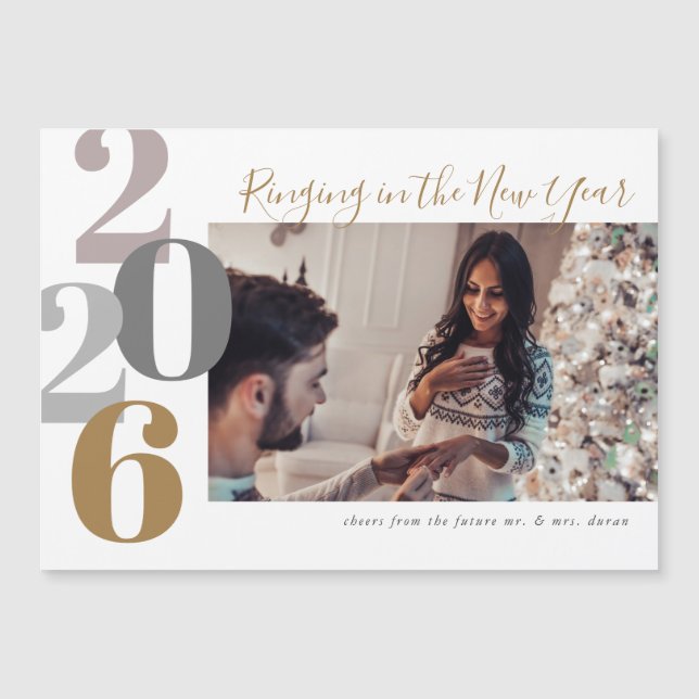 Tocar no Cartão com fotos de Noivado de Ano Novo (Frente)