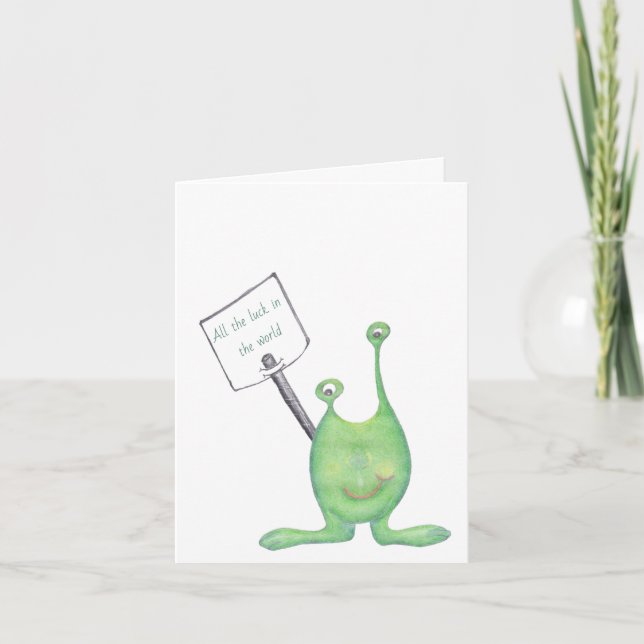 Toda a sorte no mundo Cartão de Alienígena Boa sor (Frente)