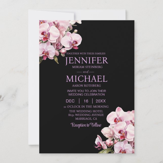 Todas em Orquídeas Rosa - Convites para Casamento  (Frente)