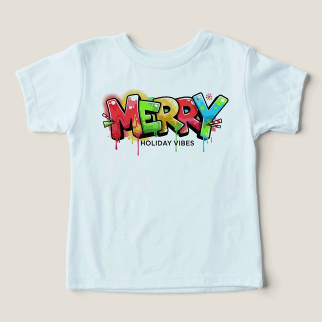 Toddler Graffiti Merry Holiday Vibes Apparel (Design frontal)