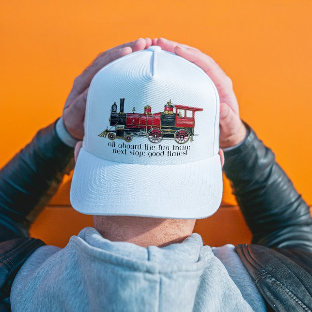Todos A Bordo Do Divertido Boné De Baseball Do Com (All Aboard The Fun Train Baseball Cap - Birthday Depot)
