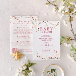 Todos em Um Bebê no Bloom QR Code Convite para Chá