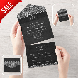 Todos em um Casamento de Lace de Madeira Negra com