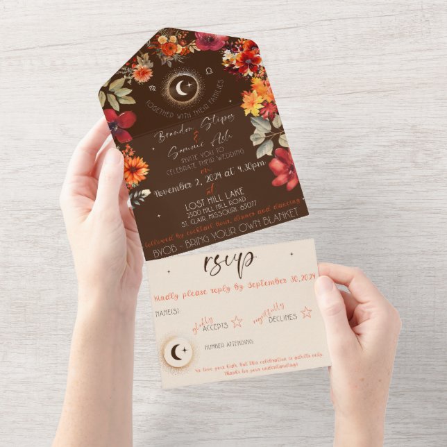 Todos em um convite de casamento (Aba destacável)