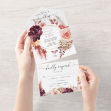Todos em um Convite de casamento de Grass Boho Pam