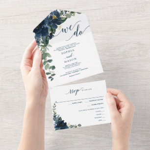 Todos em um Convite de casamento Real Elegante
