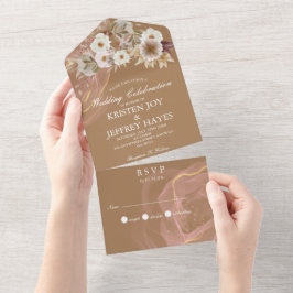 Todos em Um Convite Floral Russo de Casamento