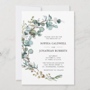 Todos em Um Convite para Casamento Botânico Eucaly