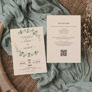 Todos em Um Convite para Casamento de Código de QR