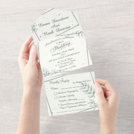 Todos em Um Convite para Casamento e RSVP Folha Ve