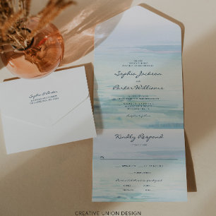 Todos em Um Convite para Casamento em Praia de Aqu