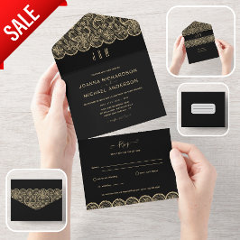 Todos em um Dourado Casamento com RSVP