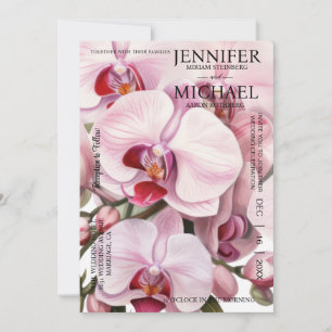 Todos em Um Orquídeo Rosa Convites para Casamento