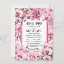 Todos em Um Orquídeo Rosa Convites para Casamento