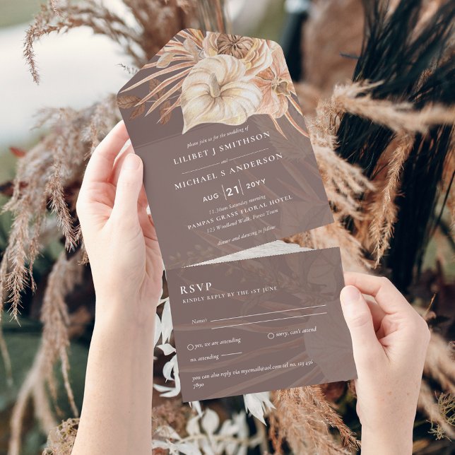 Todos Inclusivos Boho Pampas Rustic Weding RSVP (Criador carregado)