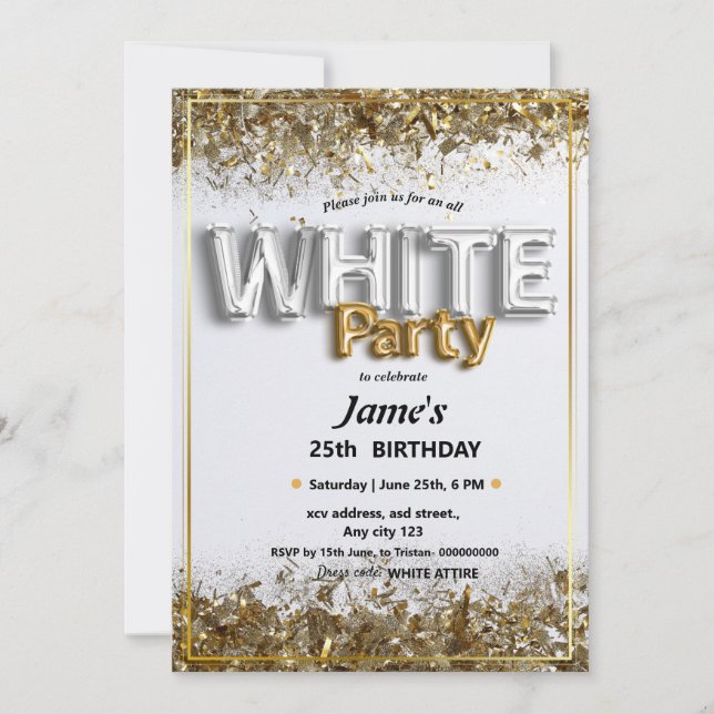 Todos os Assuntos Brancos ou convites de festas (Frente)