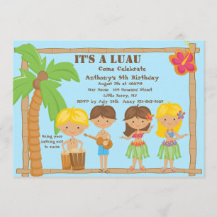 Todos os Crianças Luau Convite de Aniversário