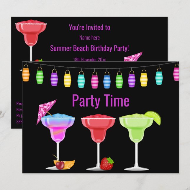 TODOS OS MARINHOS DE CONVITE DE FESTAS DE COCKTAIL (Frente/Verso)