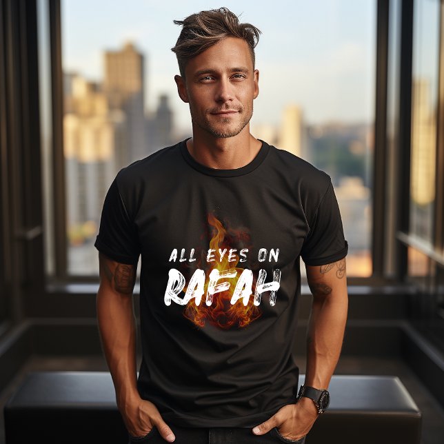 TODOS OS OLHOS NA camiseta preta RAFAH para o home (Criador carregado)