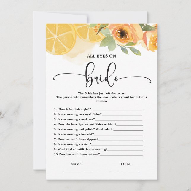 Todos os olhos no Cartão de Jogo do Chá de panela  (Frente)