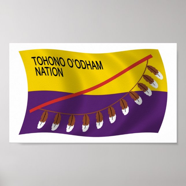 Tohono O'odham Nation Flag Poster Impressão (Frente)