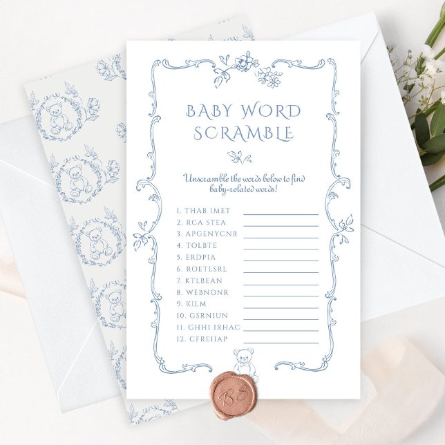 Toile Baby word Scramble chá de fraldas de ursinho (Criador carregado)