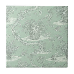 Toile Botânico Verde Menta com Ramalhetes Florais