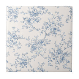 Toile Buquê Floral Azul Creme Botânico Vintage