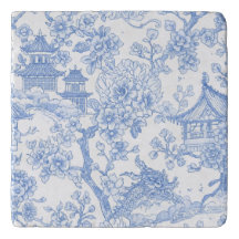 Toile de Chinoiserie Azul Dragão Flor de Cerejeira