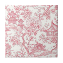 Toile de Chinoiserie Rosa Dragão Flor de Cerejeira