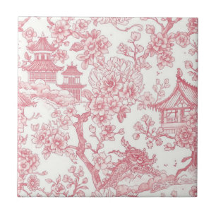 Toile de Chinoiserie Rosa Dragão Flor de Cerejeira